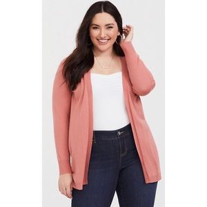 Torrid coral pink pointelle open front cardigan